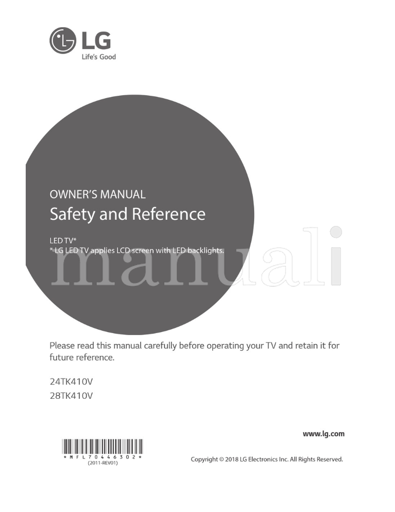 LG 24TK410V 28TK410V *MFL70446302* (20 pages) TV Operating Manual