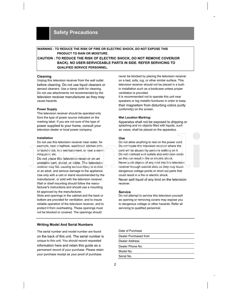 LG 29CC2RL (28 pages) TV Operating Manual