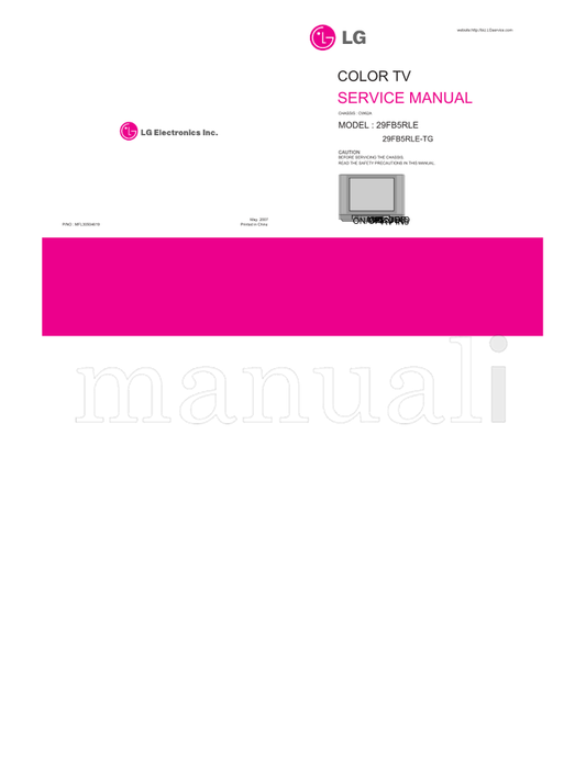 LG MFL30504619 CW62A 29FB5RLE 29FB5RLE-TG (29 pages) TV Service Manual