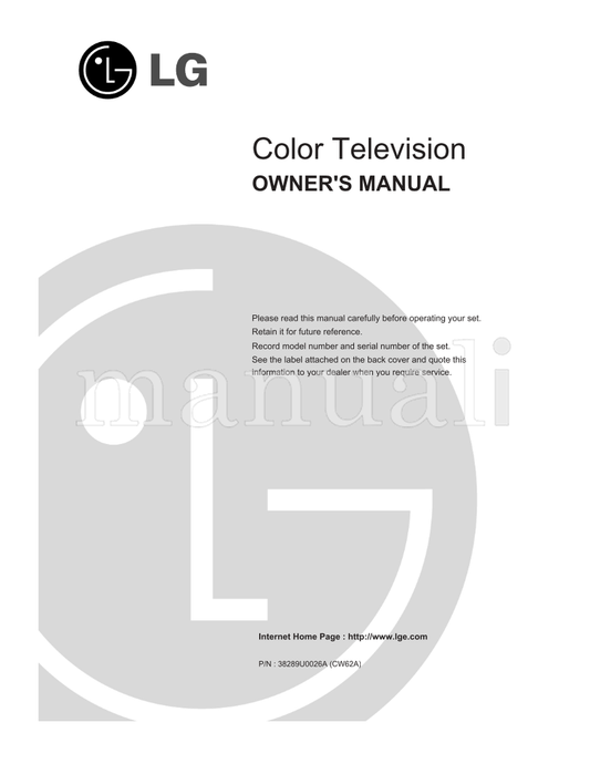 LG 38289U0026A (28 pages) TV Operating Manual