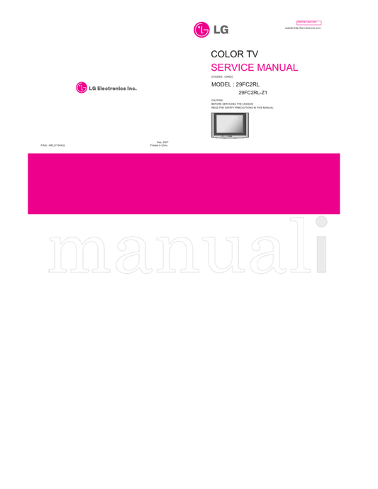 LG MFL37794432 CW62C 29FC2RL 29FC2RL-Z1 (34 pages) TV Service Manual