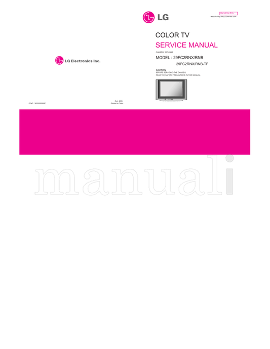 LG 38289S0060P MC-05HB 29FC2RNX (41 pages) TV Service Manual