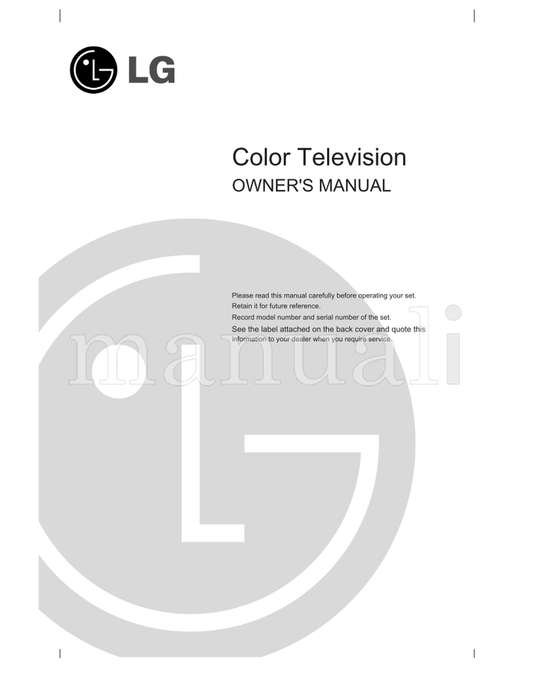 LG 29FG2CL (20 pages) TV Operating Manual