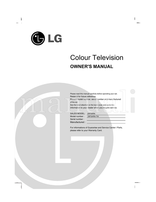LG 29FS4RN 29FS4RN-TW (40 pages) TV Operating Manual
