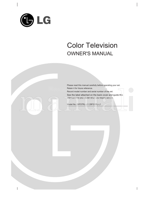 LG 29FS7RL-L1 29FG1RL-L1 (20 pages) TV Operating Manual
