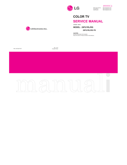LG MFL62077307 CW91A 29FU1RL (20 pages) TV Service Manual