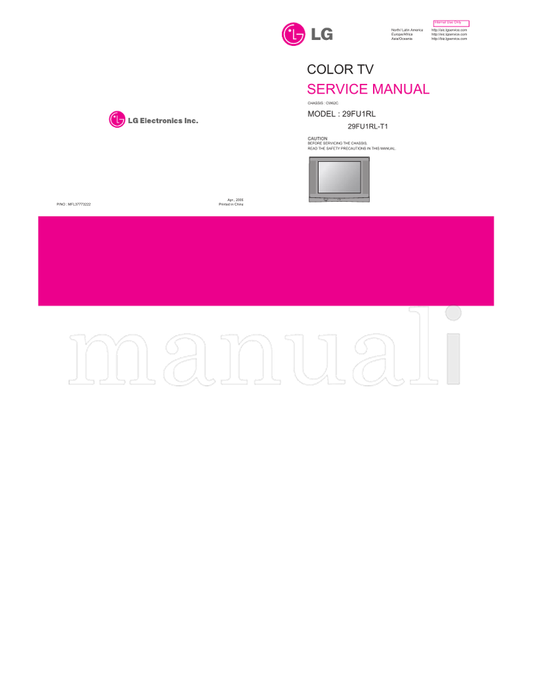 LG MFL37773222 CW62C 29FU1RL 29FU1RL-T1 (22 pages) TV Service Manual