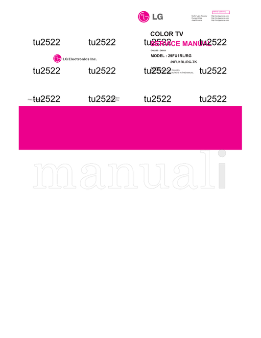 LG tu2522 MFL62077307 CW91A 29FU1RL (20 pages) TV Service Manual