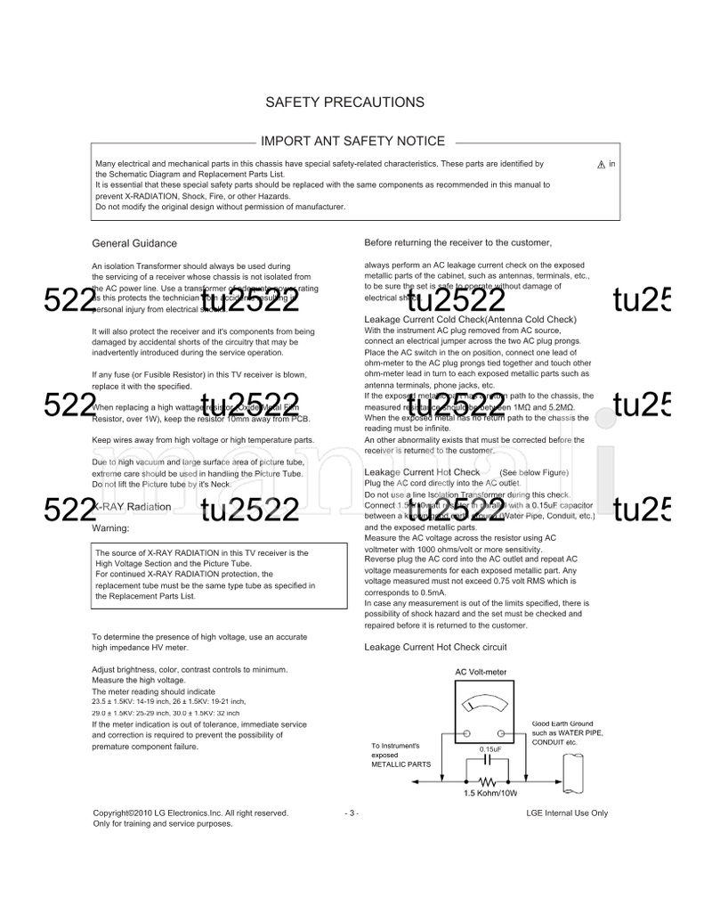 LG tu2522 MFL62077307 CW91A 29FU1RL (20 pages) TV Service Manual