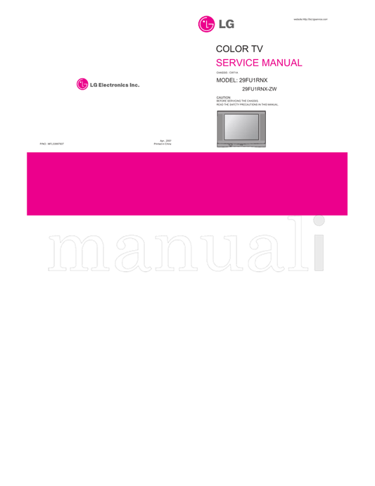LG MFL33997507 CW71A 29FU1RNX 29FU1RNX-ZW (39 pages) TV Service Manual