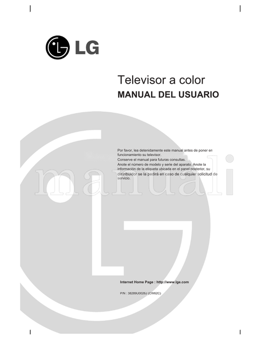 LG 38289U0026J (28 pages) TV Operating Manual