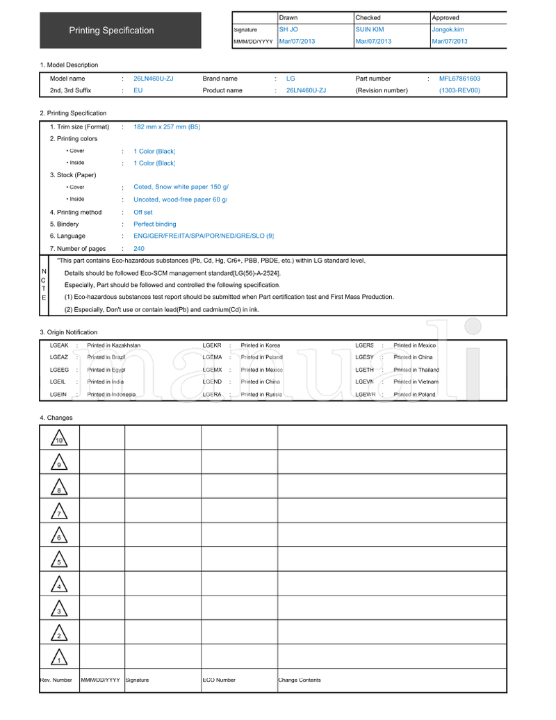LG 26LN460U-ZJ MFL67861603 (243 pages) TV Operating Manual