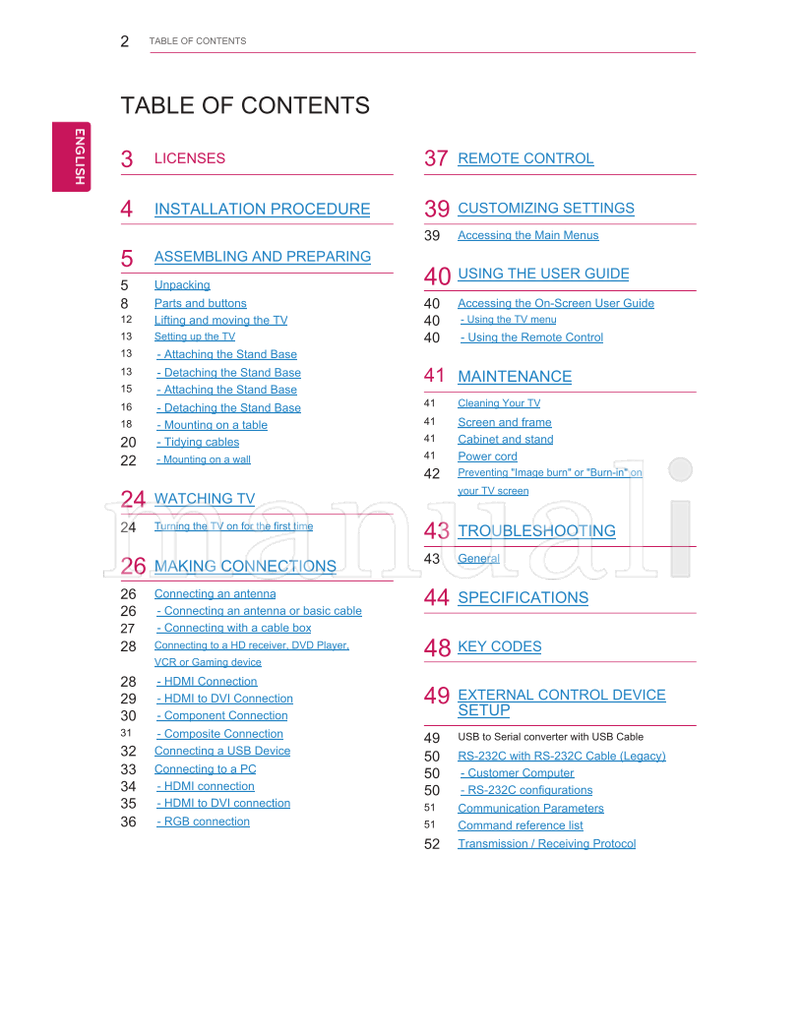 LG 28LN549M 29LN549M MFL68021901 (60 pages) TV Operating Manual