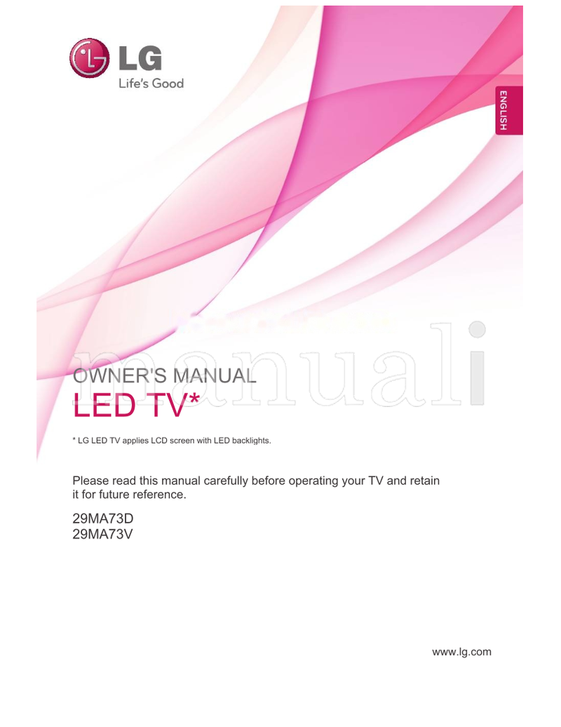LG 29MA73D 29MA73V (59 pages) TV Operating Manual