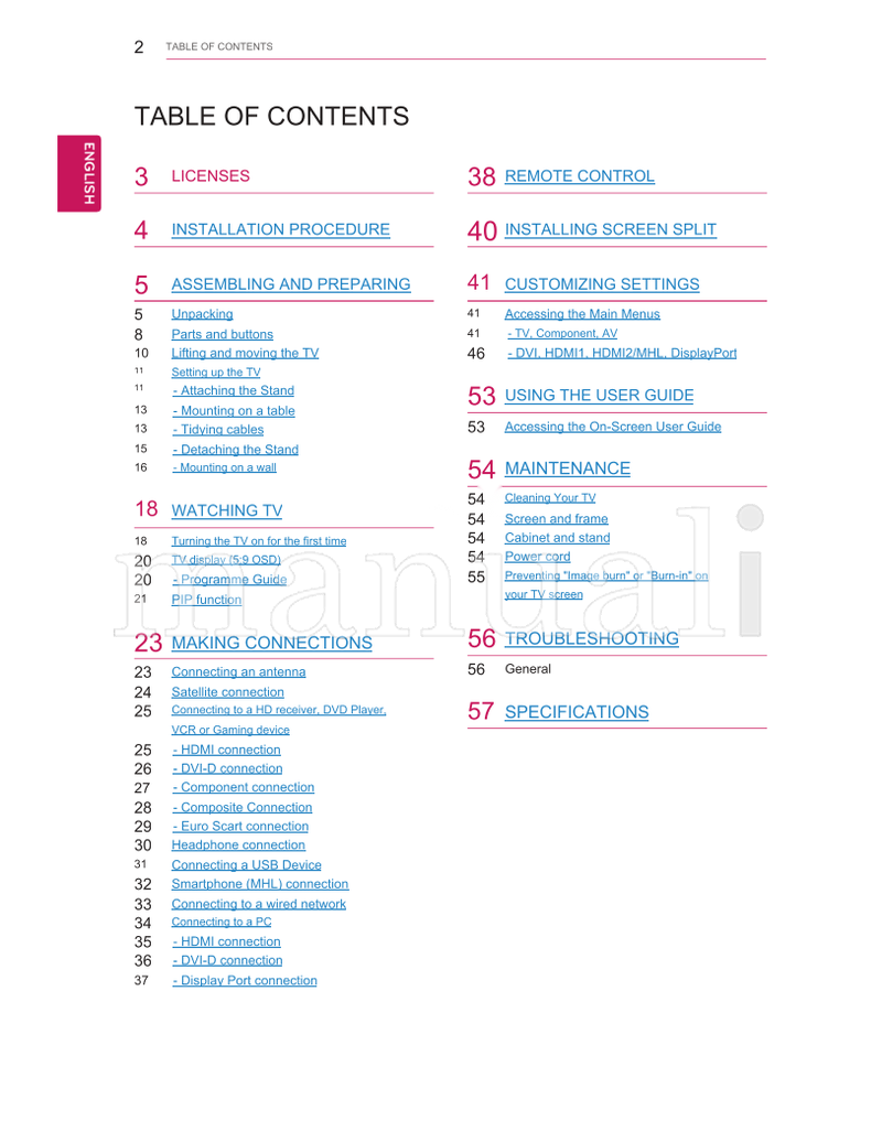 LG 29MA73D 29MA73V (59 pages) TV Operating Manual
