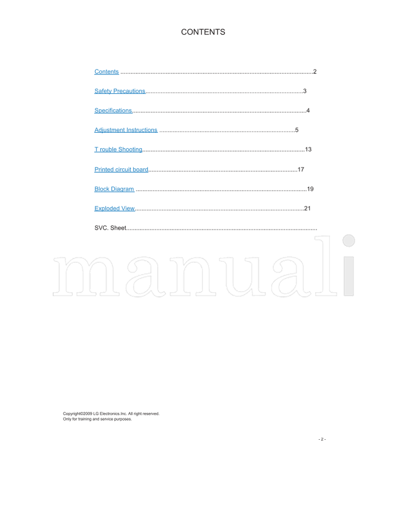 LG MFL37794459 CW62C 29SA1RL 29SA1RL-T1 (23 pages) TV Service Manual