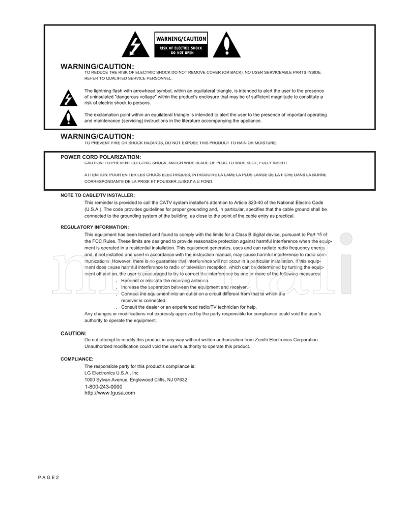 LG 30FZ1DC 32FZ1DC-UB (60 pages) TV Operating Manual