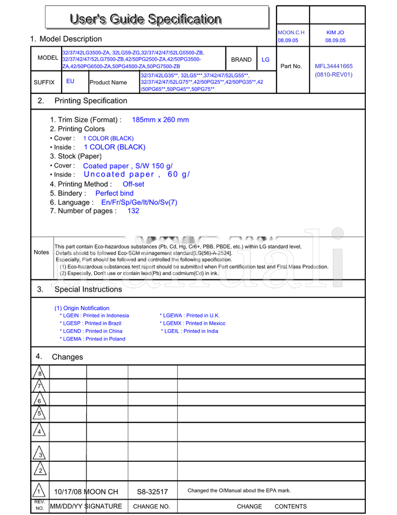 LG 42LG3500-ZA 32LG59-ZG 52LG5500-ZB 52LG7500-ZB 50PG2500-ZA (134 pages) TV Operating Manual