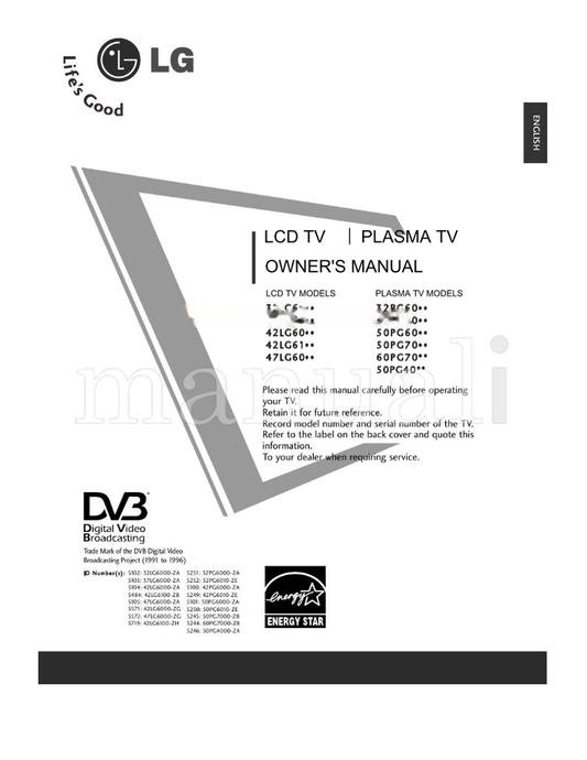 LG 326000 (140 pages) TV Operating Manual