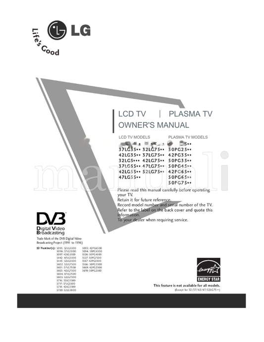 LG 327500.AEU (106 pages) TV Operating Manual