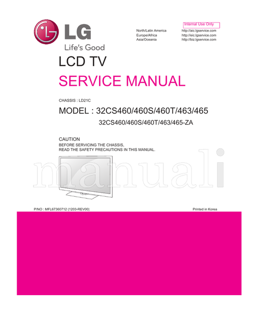 LG LD21C 32CS460 465-ZA (54 pages) TV Service Manual