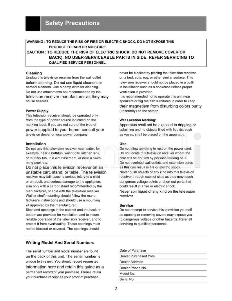 LG 32FS4RMP (30 pages) TV Operating Manual