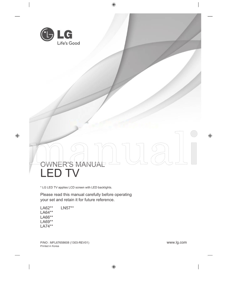 LG LA66-Z EKLD300509 LA660S MFL67658608 (54 pages) TV Operating Manual