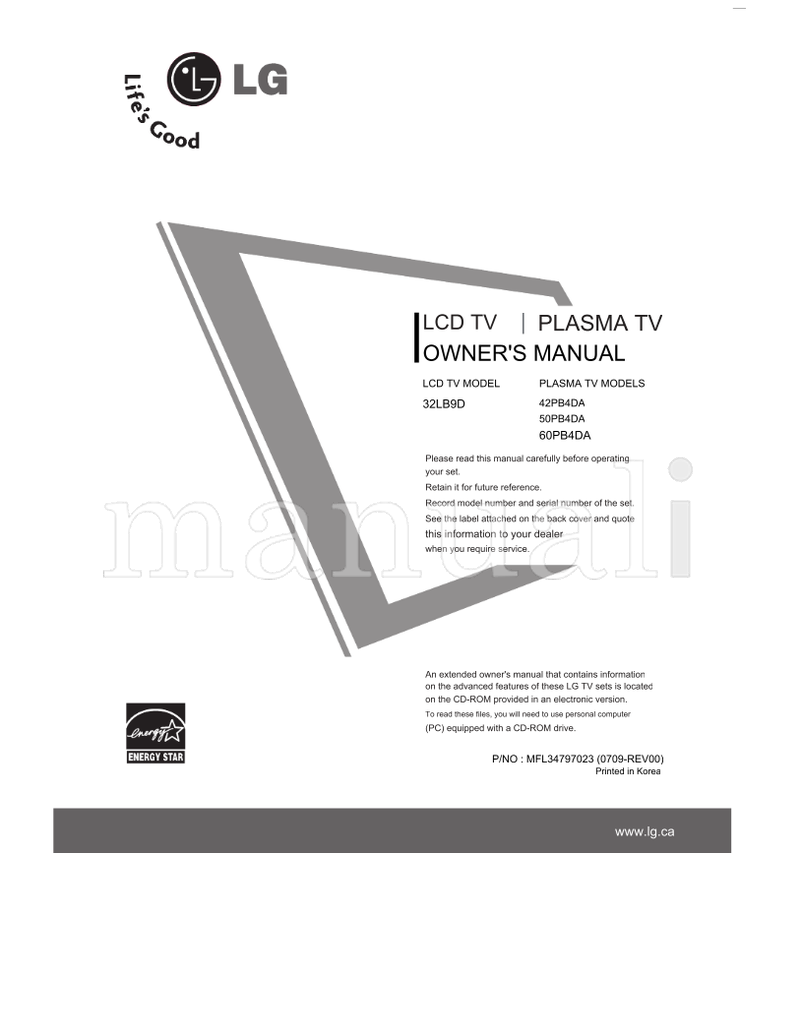 LG MFL34797023 (74 pages) TV Operating Manual