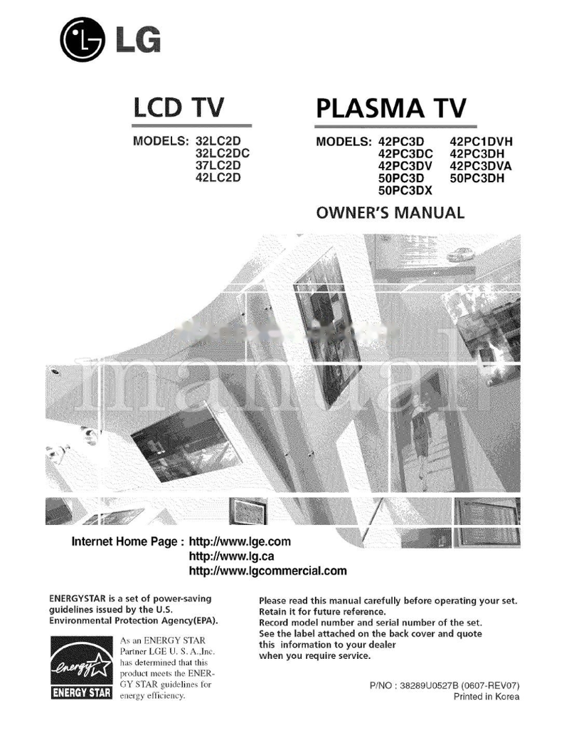 LG 32LC2D 32LC2DC 37LC2D 42LC2D 42PC3D 42PC3DC 42PC3DV 50PC3D (68 pages) TV Operating Manual