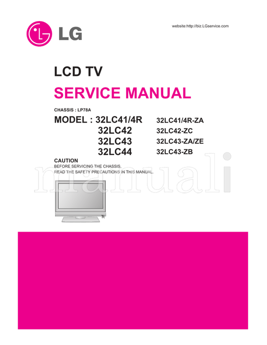 LG LP78A 32LC41 32LC42 32LC43 32LC44 32LC42-ZC 32LC43-ZA (30 pages) TV Service Manual