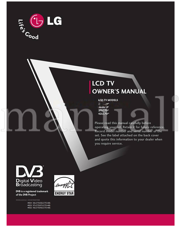 LG 32LCD7DAB (99 pages) TV Operating Manual