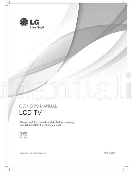 LG LD310-MA S0-87436 MFL41469222 (63 pages) TV Operating Manual