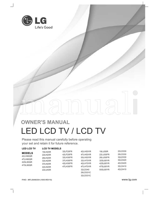 LG S0-78772 S9-64187 S9-59957 S9-59429 S9-53993 S9-50494 (136 pages) TV Operating Manual