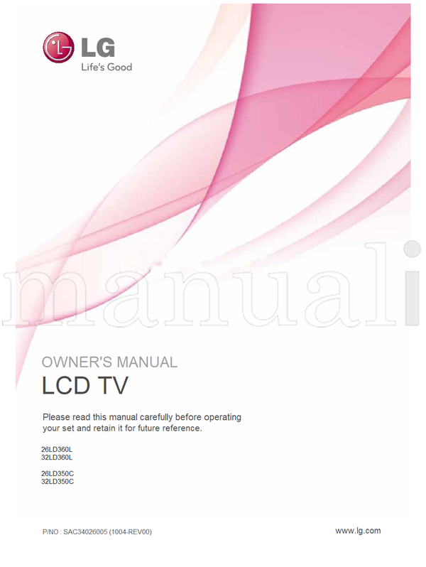 LG 26LD360L 32LD360L 26LD350C 32LD350C SAC34026005 (126 pages) TV Operating Manual