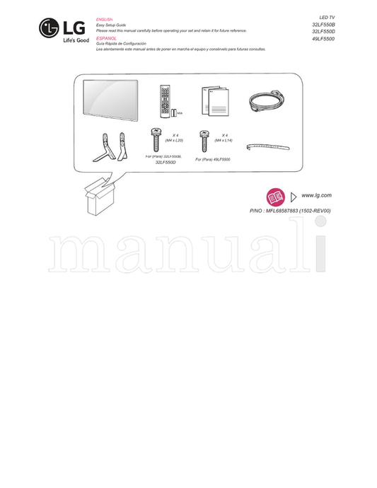 LG 32LF550B 32LF550D 49LF5500 MFL68587883 (44 pages) TV Operating Manual