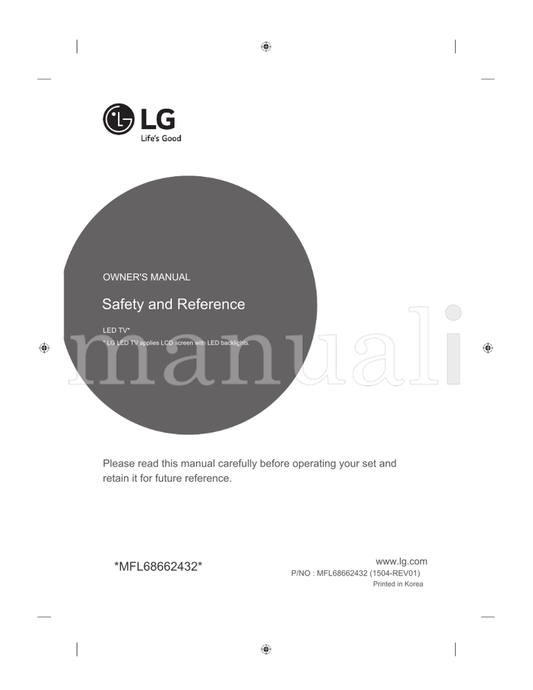 LG *MFL68662432* MFL68662432 (153 pages) TV Operating Manual