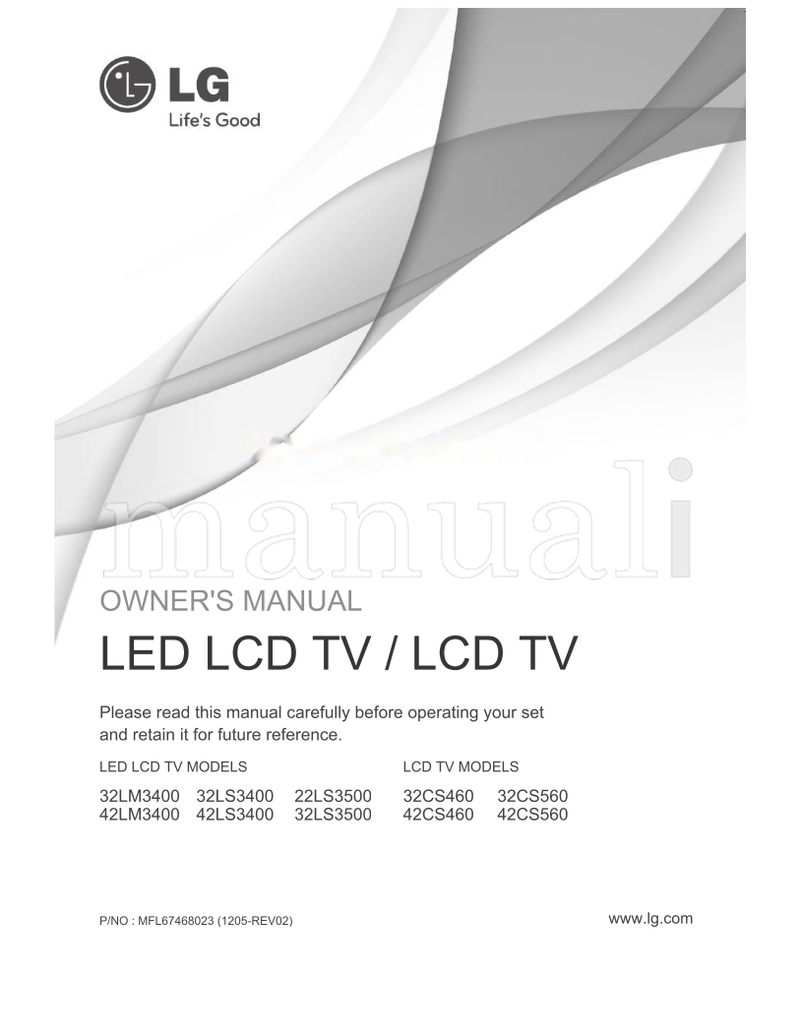 LG 32LM3400 32LS3400 42LM3400 42LS3400 22LS3500 32CS460 (88 pages) TV Operating Manual