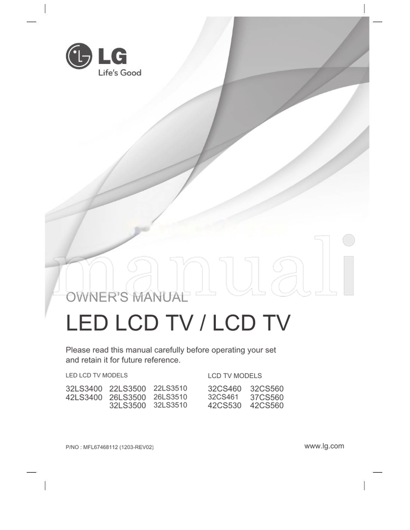 LG 32LS3400 22LS3500 42LS3400 26LS3500 32LS3500 22LS3510 (80 pages) TV Operating Manual
