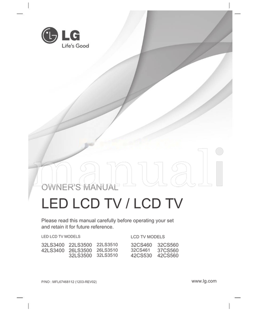 LG 32LS3400 22LS3500 42LS3400 26LS3500 32LS3500 22LS3510 (80 pages) TV Operating Manual