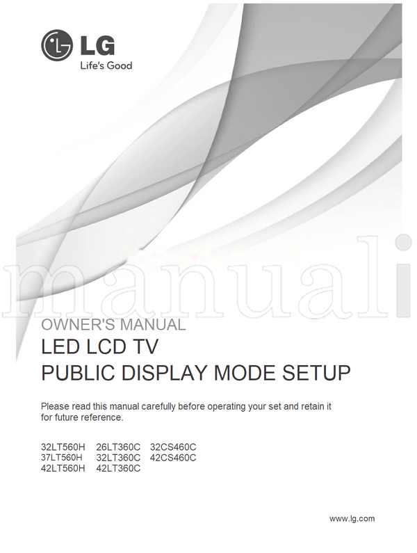 LG 32LT560H 26LT360C 37LT560H 32LT360C 42LT560H 42LT360C (16 pages) TV Operating Manual