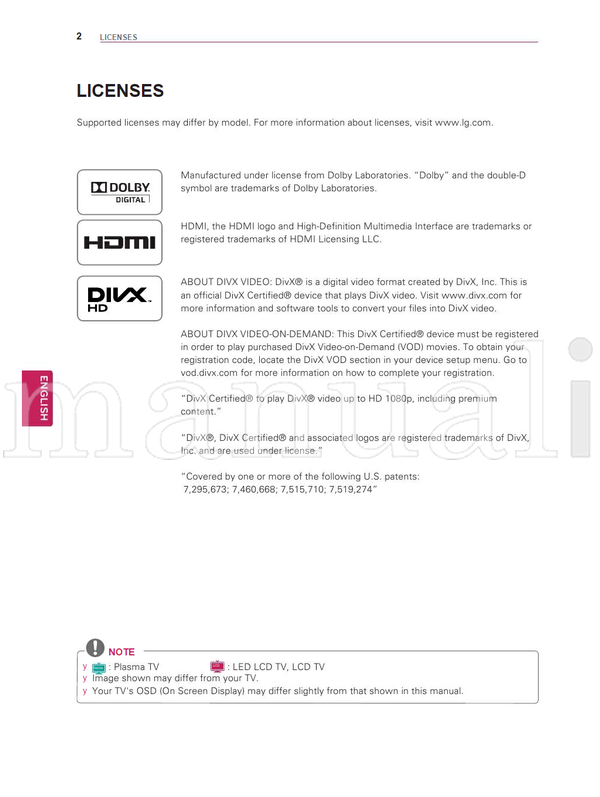 LG 32LV3400 19LV2500 32LV3500 22LV2500 37LV3500 26LV2500 (127 pages) TV Operating Manual