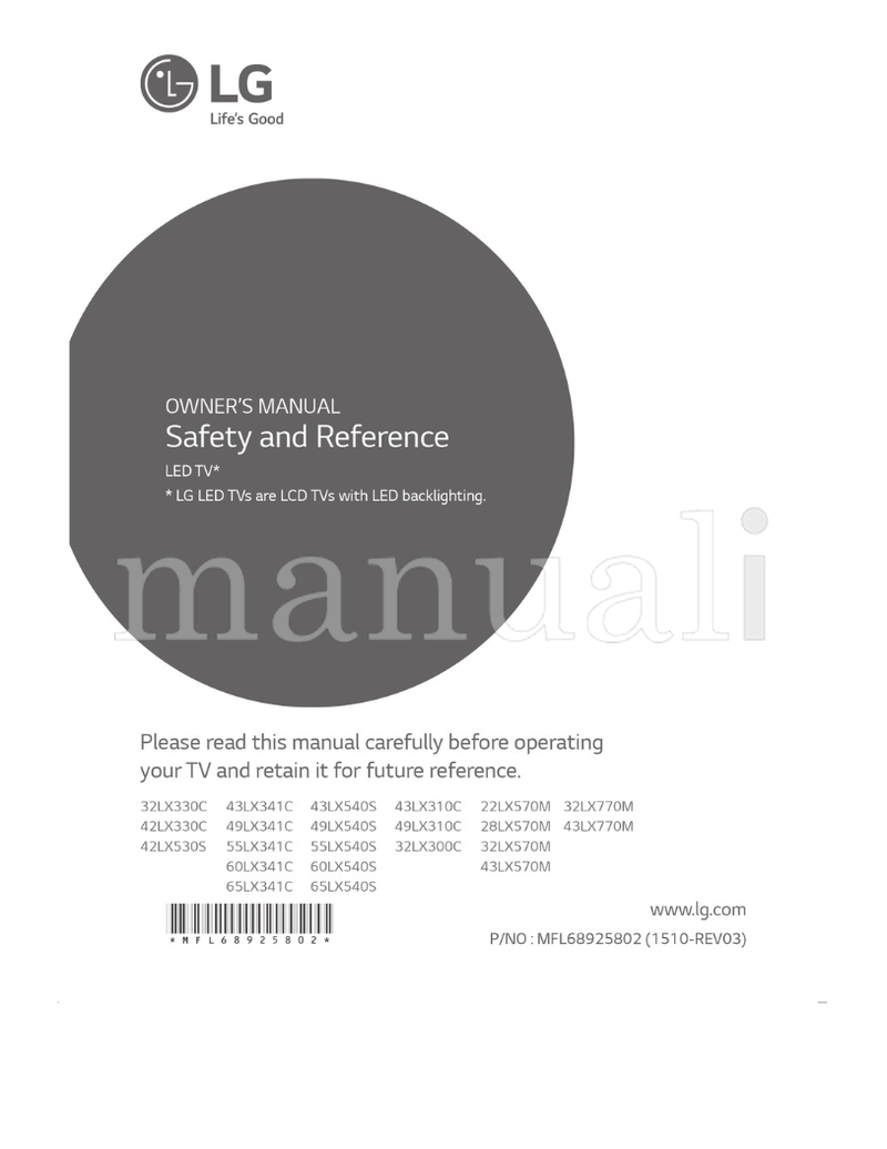 LG 32LX330C 43LX341C 42LX330C 49LX341C 42LX530S 55LX341C (31 pages) TV Operating Manual