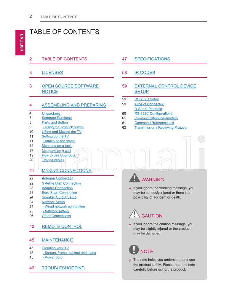 LG LY31** LY33** LY34** LY54** LY53** (67 pages) TV Operating Manual
