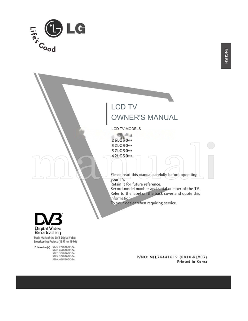 LG 42LG300C-ZA S8-32796 S8-30668 S8-20892 MFL34441619 (98 pages) TV Operating Manual