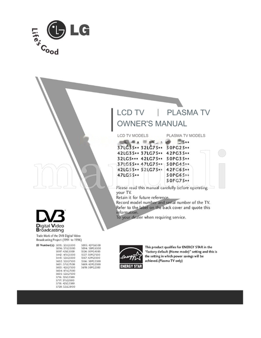 LG 373500.AEU (106 pages) TV Operating Manual