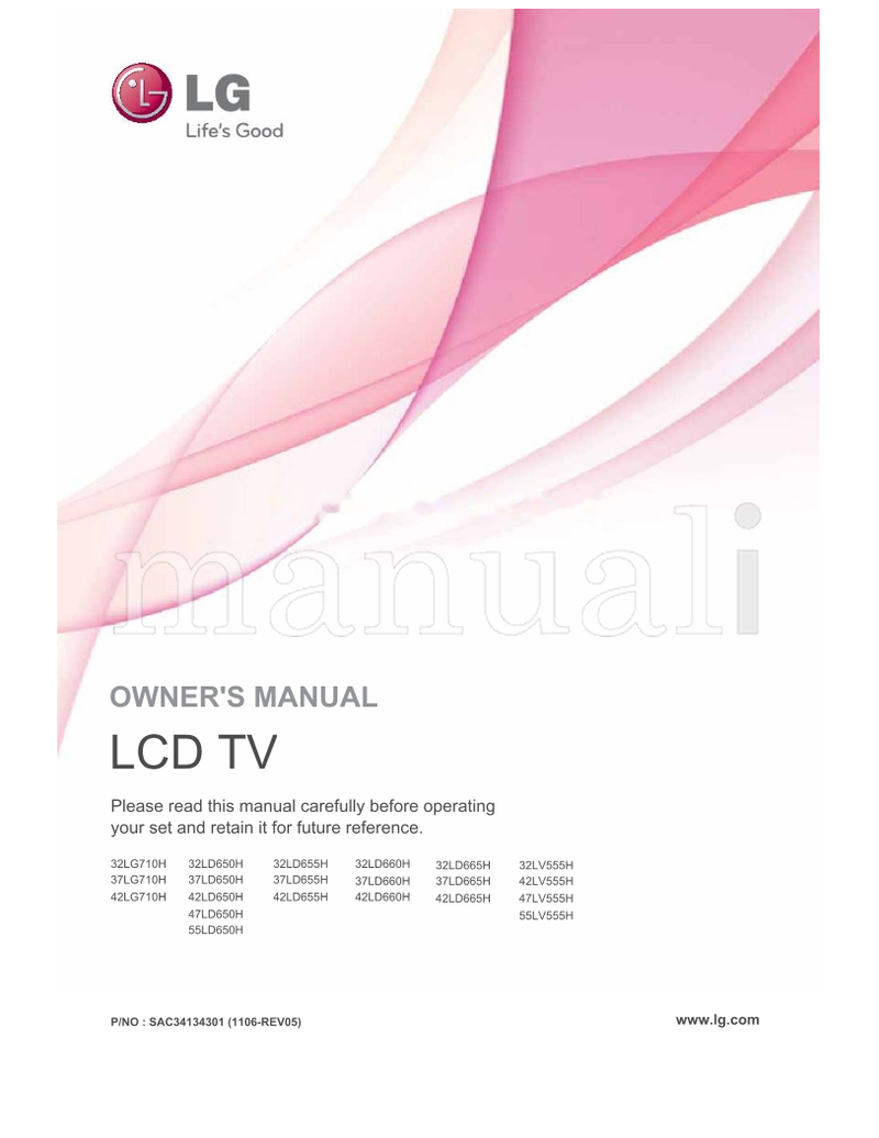LG 32LG710H 32LD650H 37LG710H 37LD650H 42LG710H 42LD650H (76 pages) TV Operating Manual