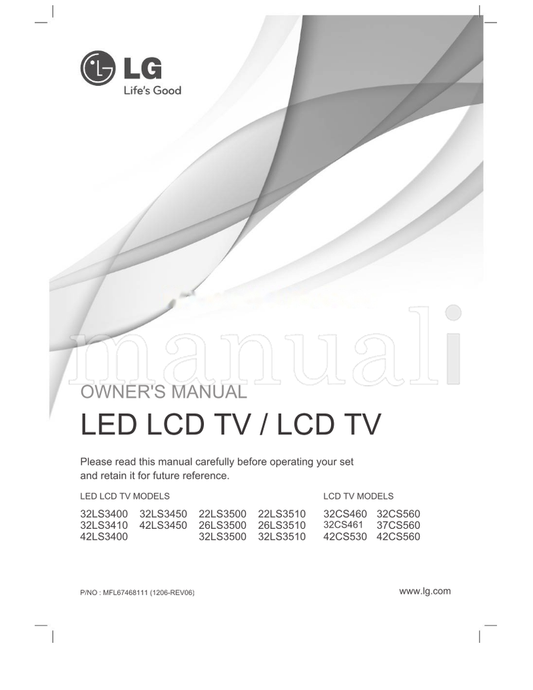 LG LS3500 LS3500-UA EKLC600631 EKLC600108 EKLC300479 EKLC201263 (46 pages) TV Operating Manual