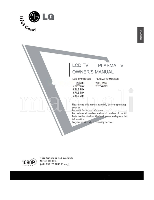 LG 37LB5RT (126 pages) TV Operating Manual