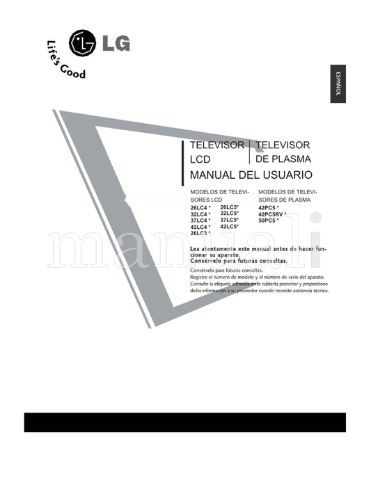 LG 26LC5* 26LC4 32LC5* 32LC4 37LC5* 37LC4 42LC5* 42LC4 26LC3 (84 pages) TV Operating Manual