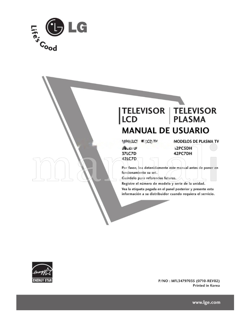 LG 37LC7D 37 LCD De Usuario (100 pages) TV Operating Manual